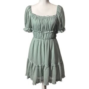 She +‎ Sky Mint Green Ruffle Tiered Mini Dress Women's Small